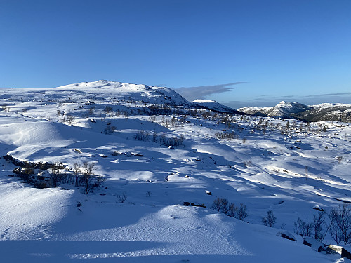 Frå Prammaleitet mot Salane og Lauvåsen på andre sida av Tysdalsvatnet