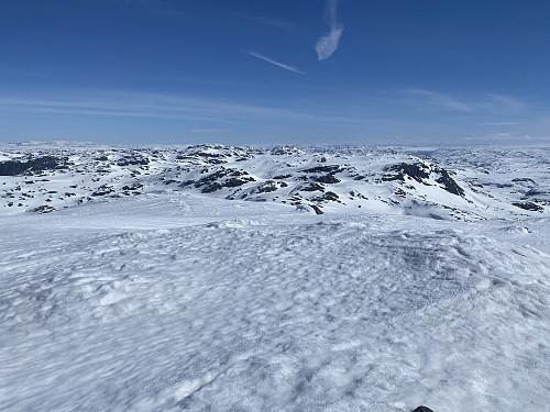 Utsikt mot Kaldafjellet og Steinkilenuten, som nesten går i eitt på bildet