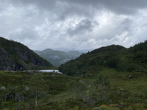 Ferdig med Sunnmorkbrekka, og me ser Stigatjødna og Kuhaugen i bakgrunnen
