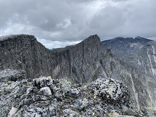 På Vestre- (V2) mot Vestre- (V1), Store Langvasstind og Snøhettamassivet