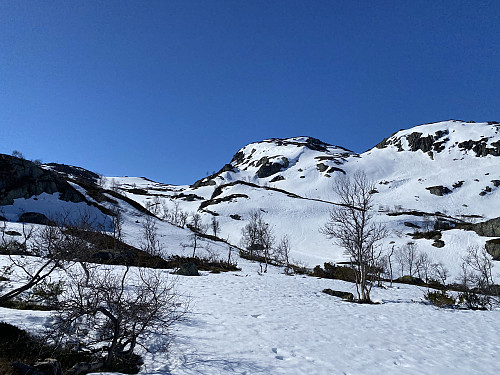 Godt med snø i stigningen mot Skåfonnhytta en drøy halvtime etter turstart
