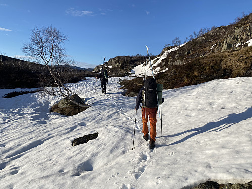 Økende snømengde innover mot Taumevatn