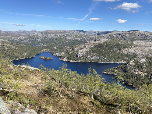 Panorama over Svartavatnet frå knausen nærast vatnet