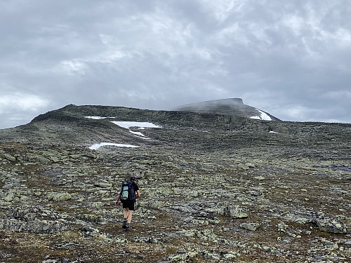I fint driv oppover sørryggen mot Storskrymten hvor skodda ser ut til å lette