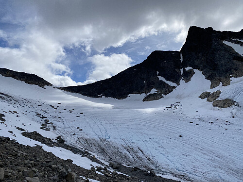 Fra samme sted mot Skagastølsbreen og Søre Dyrhaugstind