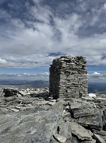 Large summit cairn.