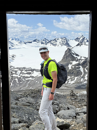 Coming out of the small hut!