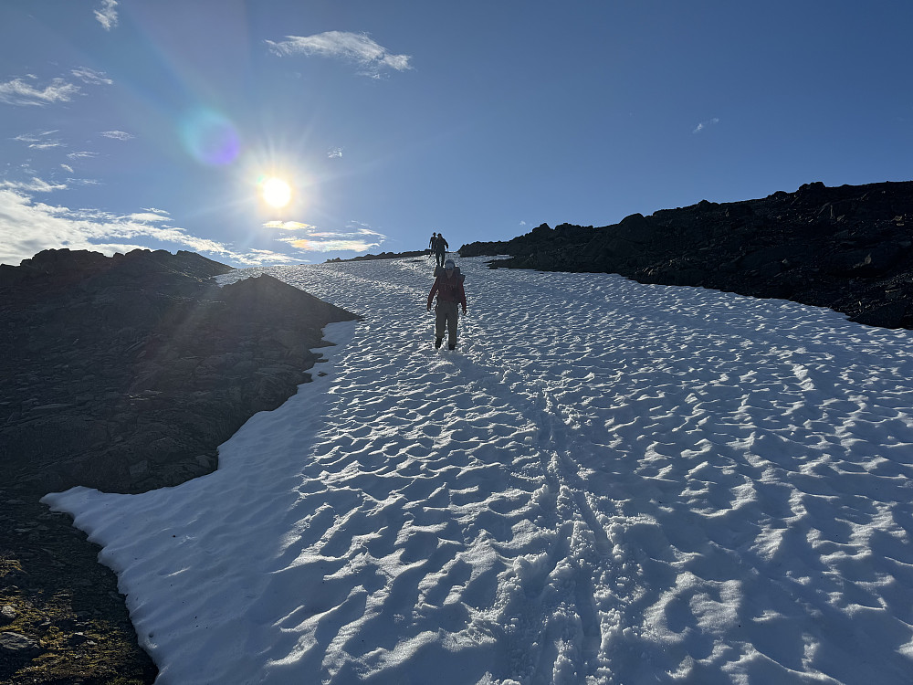 Et av mange snøfelt som gjorde returen enklere
