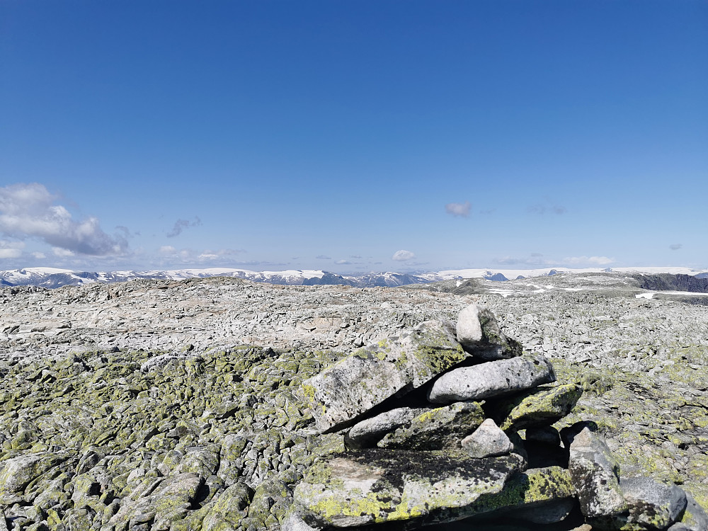 Breer dominerer i nordvest og nord, fra venstre Sunnfjordbjørnen, Grovabreen og Jostedalsbreen