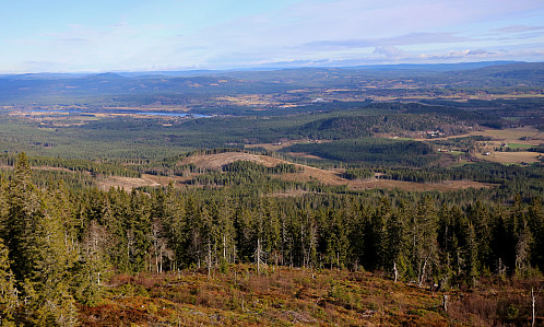 Nordover Glåmdalen med Braskereidfoss midt i bildet