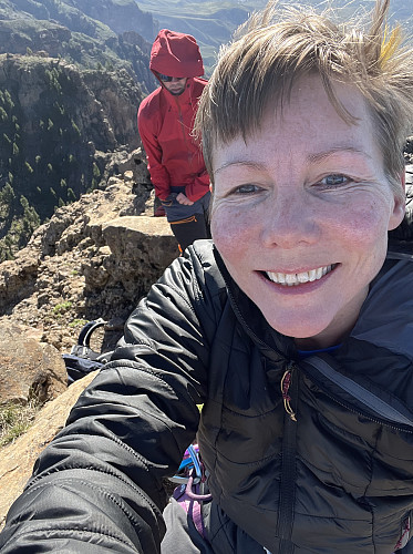 Happy girl on the mountain top 
