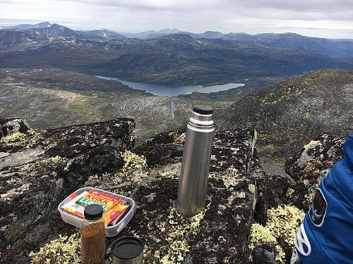 Rast med flott utsikt mot Tovatna og Storlidalen.