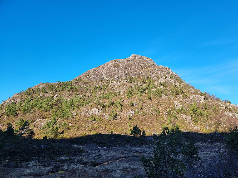 Borefjell (Bårafjellet på kartet), sett fra dalen mellom Borefjell og Litlafjellet.