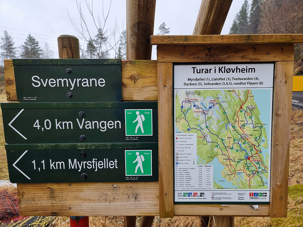 Fra starten av merket rute fra Mykingvegen mot Myrsfjellet.