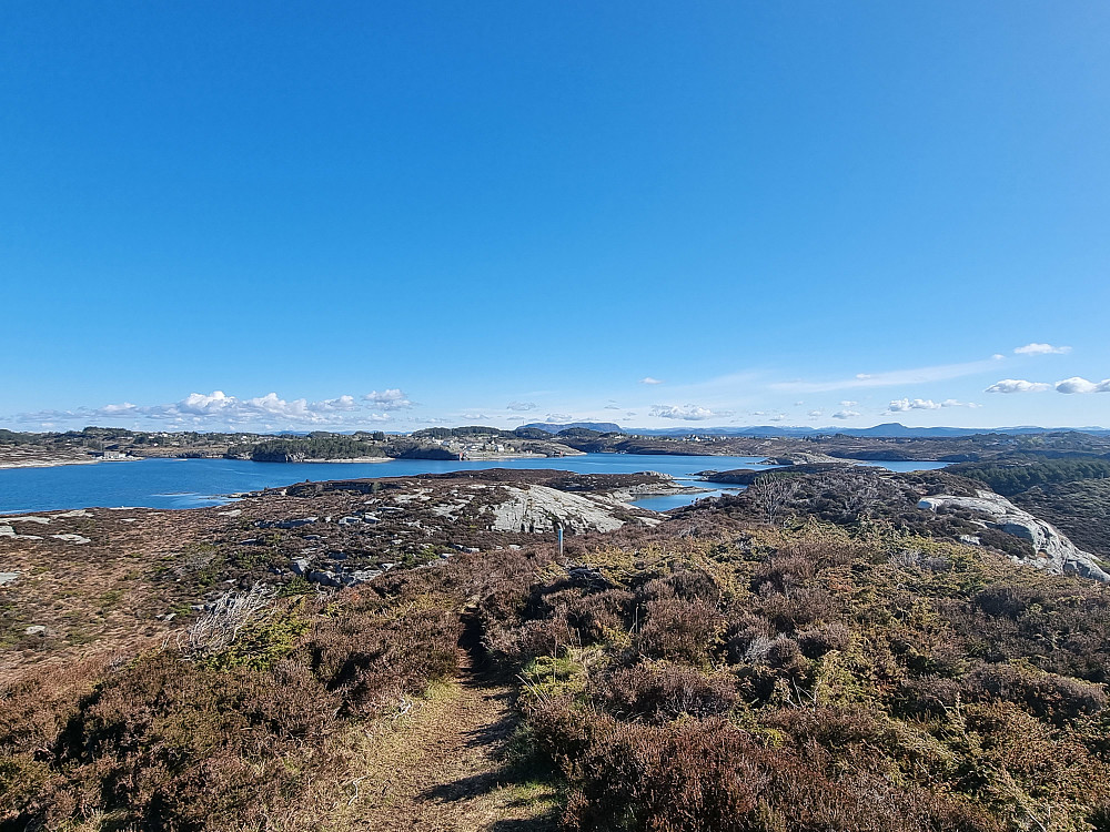 Fra Dyrneshaugane mot nordøst. Eldsfjellet helt bakerst i midten.