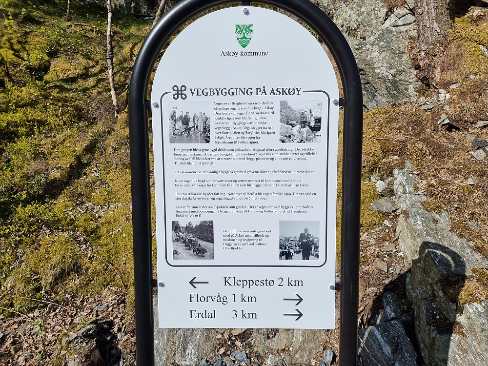 Info om veien ved Bergheim. Veien er smal og svingete.