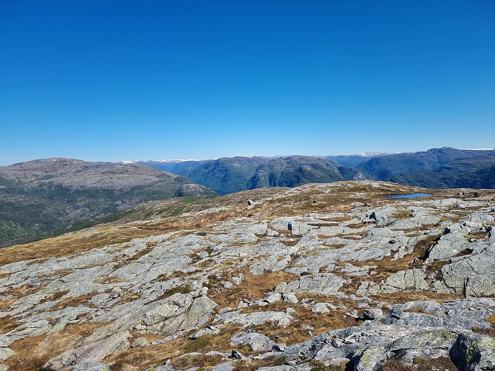 Fra Rispingen mot nordøst. Høgafjellet til venstre. Dystingen (Store Dustingen) bak til høyre.