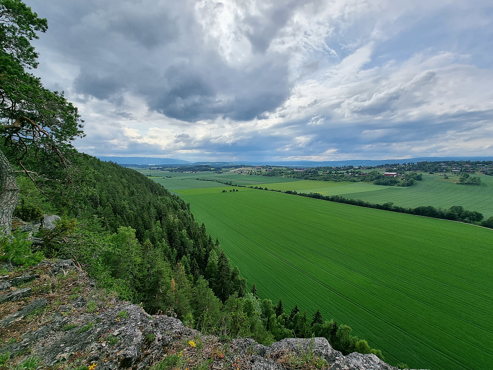 Fra Burudåsen mot sørvest. Fra kanten er det stupbratt.