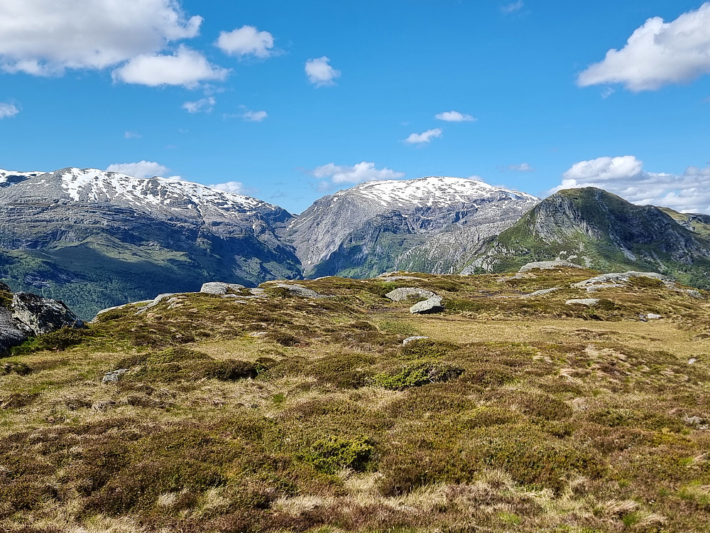 Fra Storefjellet. Fra venstre: Gjønakvitingen, Tveitakvitingen og Kråkenosi.