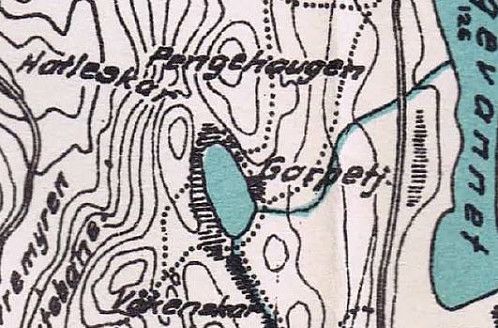 utklipp fra kart over Bergen med byfjellene 1927 v. oppmålingssjefen. 