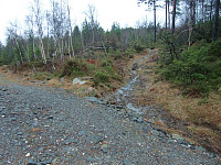 her begynner stien, er merket med skilt til Kråkefjellet