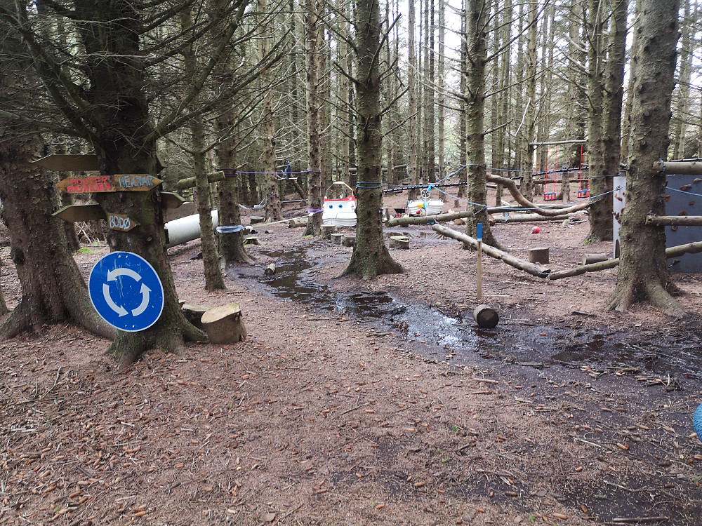 fant igjen stien på motsatt side av planteskogen