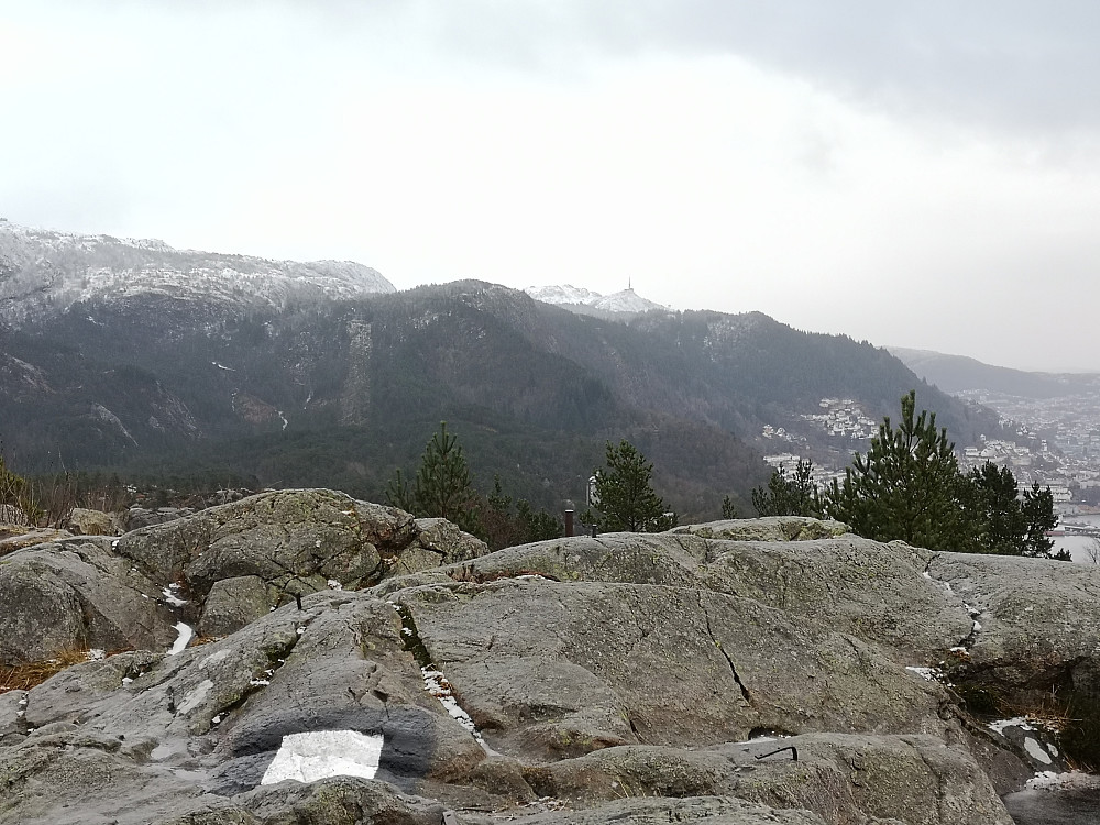 utsikt fra Ørneberget mot Sandviksfjellet, Fløyfjellet og Ulriken