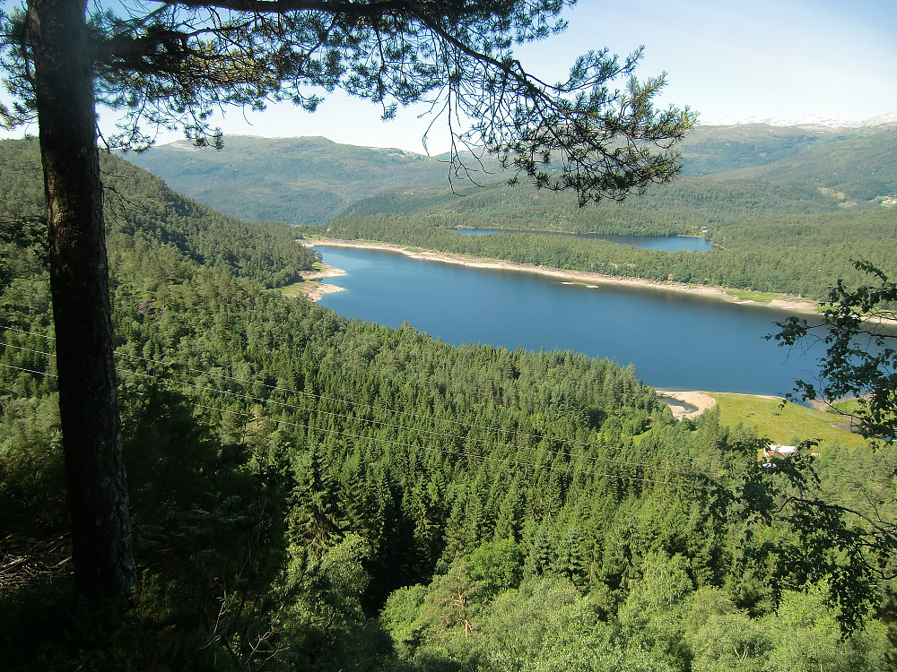 Byrkjenesvatnet fra en benk oppe i lien
