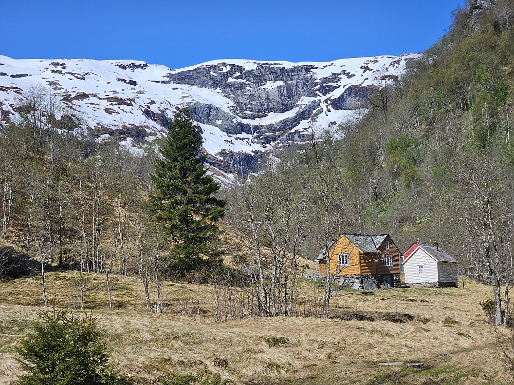 Dalsete med stølene som ligger på sydvestsiden av elven. Her ser vi innover dalen der gamlestølene sto i gammel tid. 