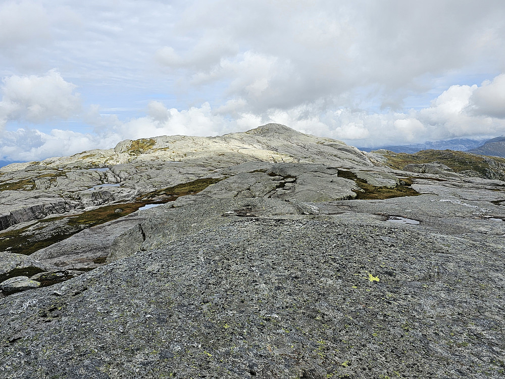 Gråfjellet 1034, det høyeste punktet litt nord for varden. Ingen markering. Høganovi i bakgrunnen