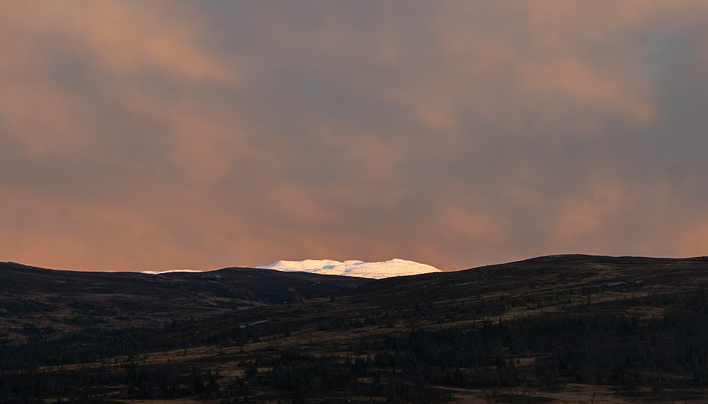 Første snøfall over Norefjell og Gråfjell, sett fra nordvest. November 2021