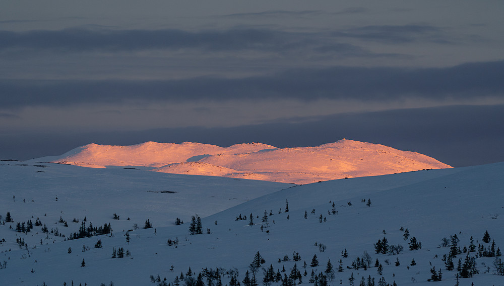 Mot Norefjell. Varden til høyre er Gråfjell. Februar