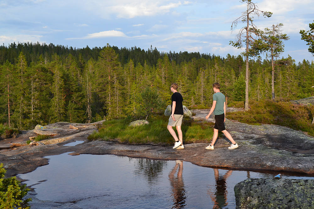 En liten badekulp ved stien rett før vi kommer ned i skogen igjen 