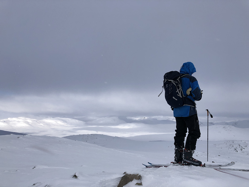 Morten på Tverrnakken 1512 moh, 2t og 58 min fra start.