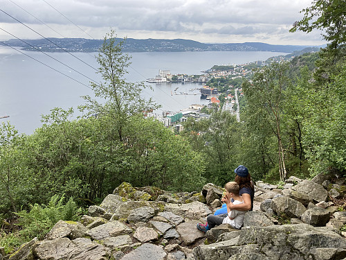Flere steder er det god utsikt fra trappene i Stoltzekleiven