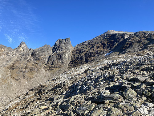 Fra rundt 900 meters høyde ble det betydelig mer steinur og goldere terreng