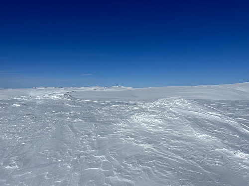 Snøhetta skimtes i det fjerne fra toppen av Fremre Bråkdalshøe