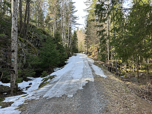 Håpløse forhold for sykkel dessverre, her var det bare å fortsette til fots