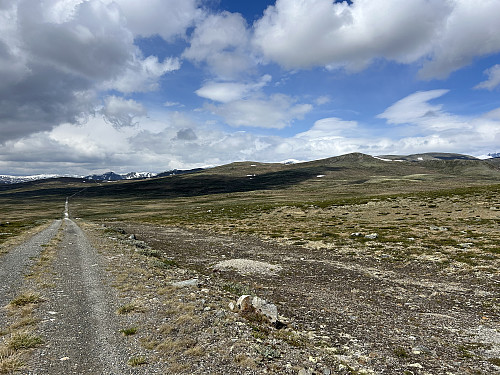 Fremdeles et stykke til langs veien før jeg kommer til utgangspunktet for turen til Grisungknatten (til høyre i bildet)