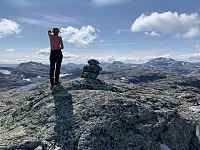 Fra den minste 1480-toppen, med varde, med utsikt mot Leirnuten, Napen, Såta, Kringlenuten og Snønuten.