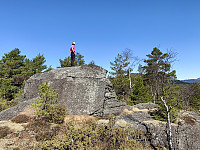 Toppen med Bandåsen såvidt synlig mellom trærne.