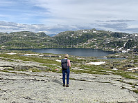 Utsikt mot Fagravatnet. Hakasakkegga til venstre og Hustveitsåta midt i bildet.