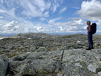 Utsikt mot det vestlige topp-punktet på Steinheii, der det er varde og trig-punkt.