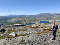 Utsikt mot Sandvatnet. Hongsnuten til venstre bak vatnet. Bak til venstre ser vi Skaulen og til høyre ser vi Mælen.