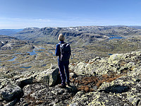 Utsikt mot Kvanndalen. Bak ser vi Mælen, Trollaskeinuten, Ikastenuten og Kvanndalstjørna.