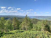 Utsikt mot nord med Store Tomlongen til venstre og Sirdalsvatnet til høyre.