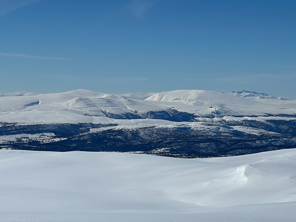 Saukampen, Heidalmuen, og Jotunheimen med bl.annet Tjønnholstinden og Knutholstinden bak