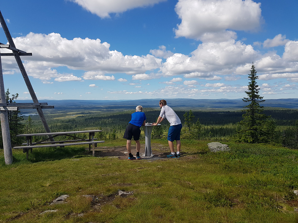Per Ole og Hans Thorvald sammenlikner sikteskivens topper med virkeligheten, og konstaterer at sikteskiva er montert feil