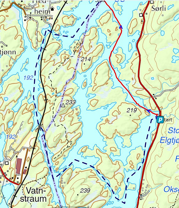 Hele ruta tegnet inn