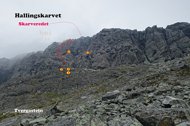 Bilde av rutene, lånt fra nettsiden "HeiÅHå Klatring".